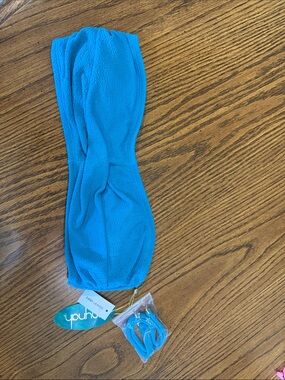 Mynah Teal Blue Strapless Bikini Top